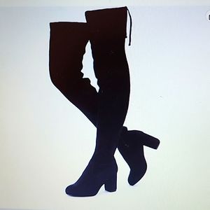 Vepose 992 black thigh high over the knee suede boots inner zipper size 10 NEW …